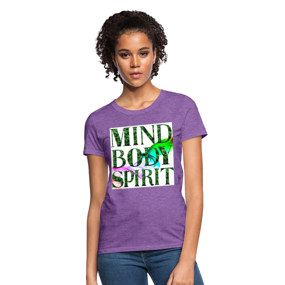 Mind Body Spirit Cannabis Ladies T-Shirt - purple heather