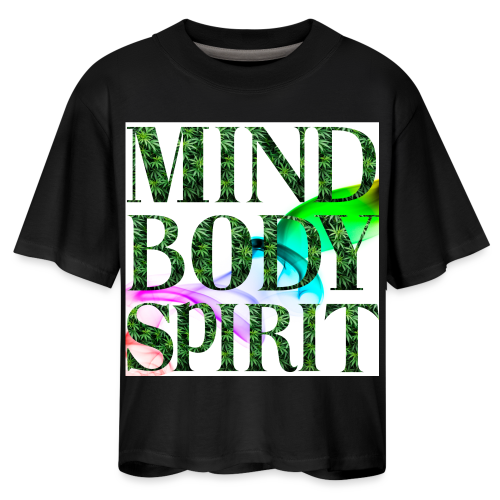 Mind Body Spirit Cannabis Ladies Boxy Tee - black