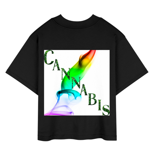 Mind Body Spirit Cannabis Ladies Boxy Tee - black