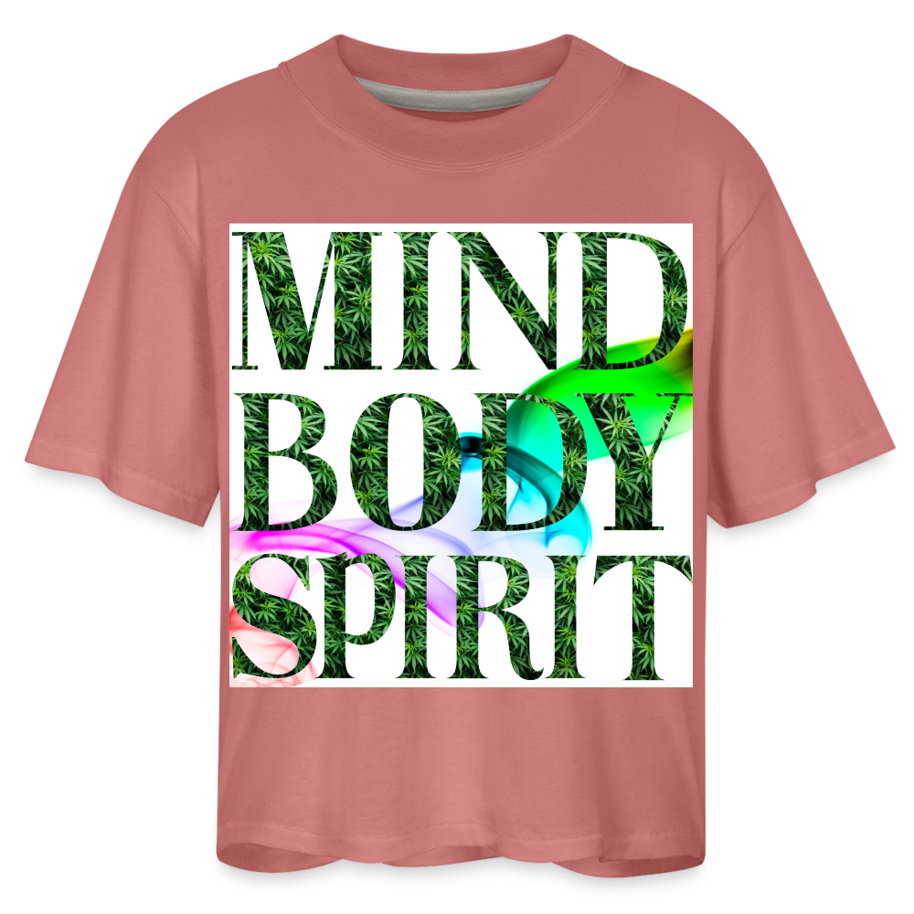 Mind Body Spirit Cannabis Ladies Boxy Tee - mauve