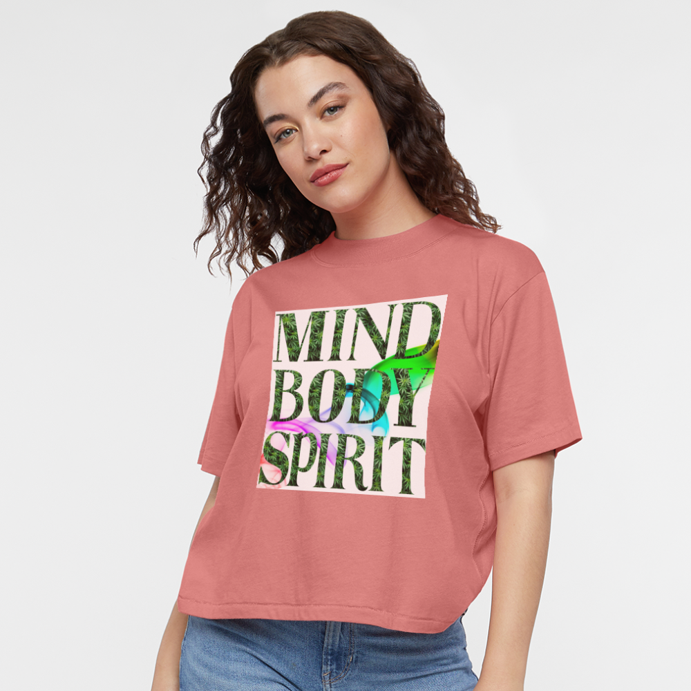 Mind Body Spirit Cannabis Ladies Boxy Tee - mauve