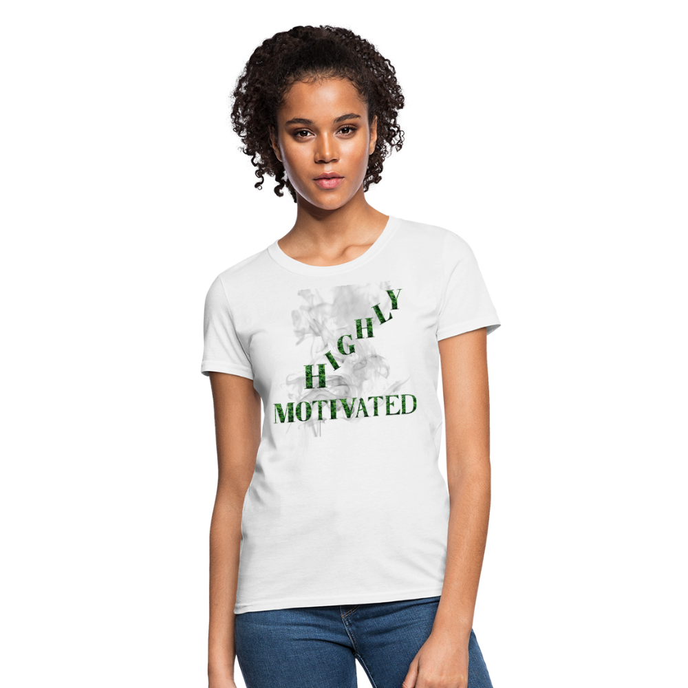 Highly Motivated Cannabis Ladies T-Shirt - white