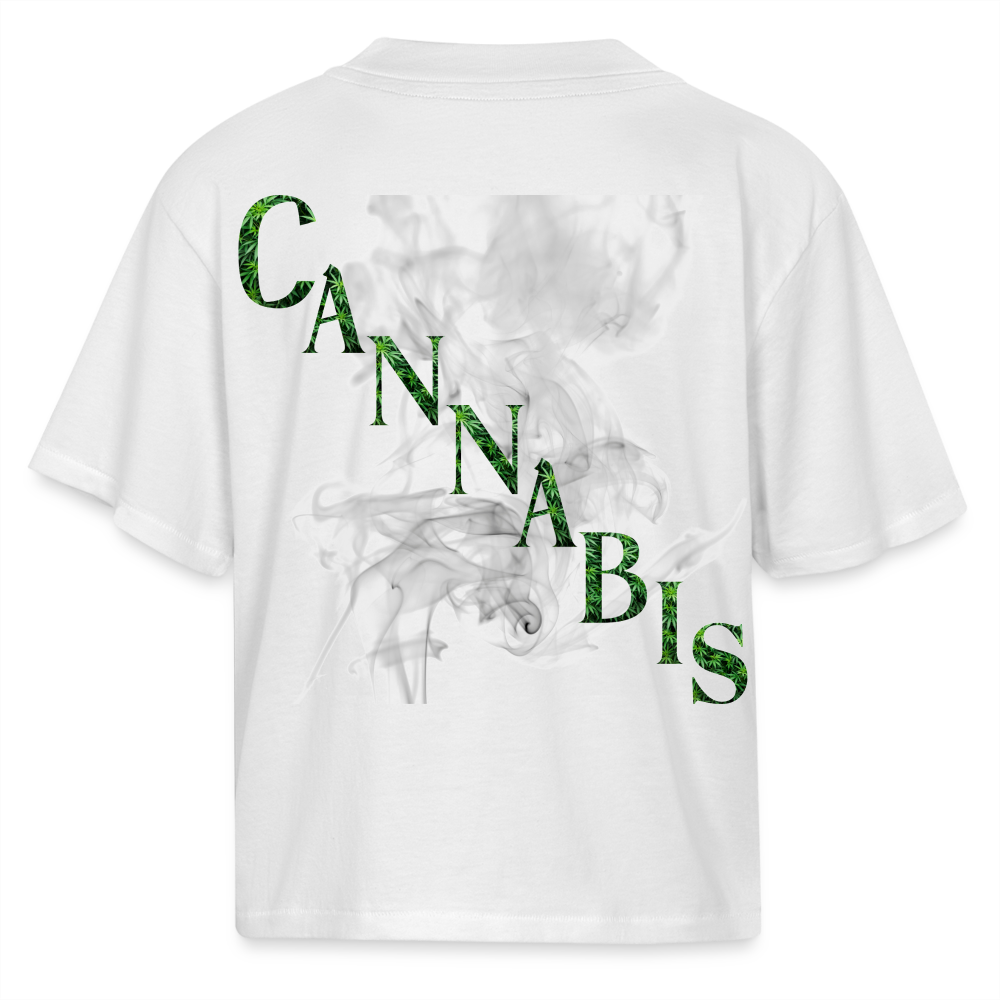 Highly Motivated Cannabis Ladies Boxy Tee - white
