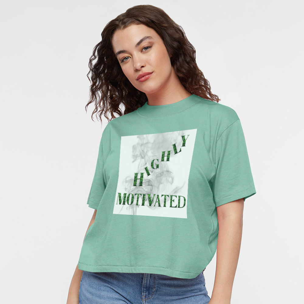 Highly Motivated Cannabis Ladies Boxy Tee - saltwater