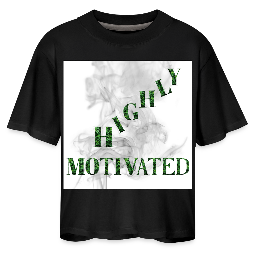 Highly Motivated Cannabis Ladies Boxy Tee - black