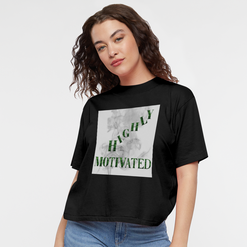Highly Motivated Cannabis Ladies Boxy Tee - black