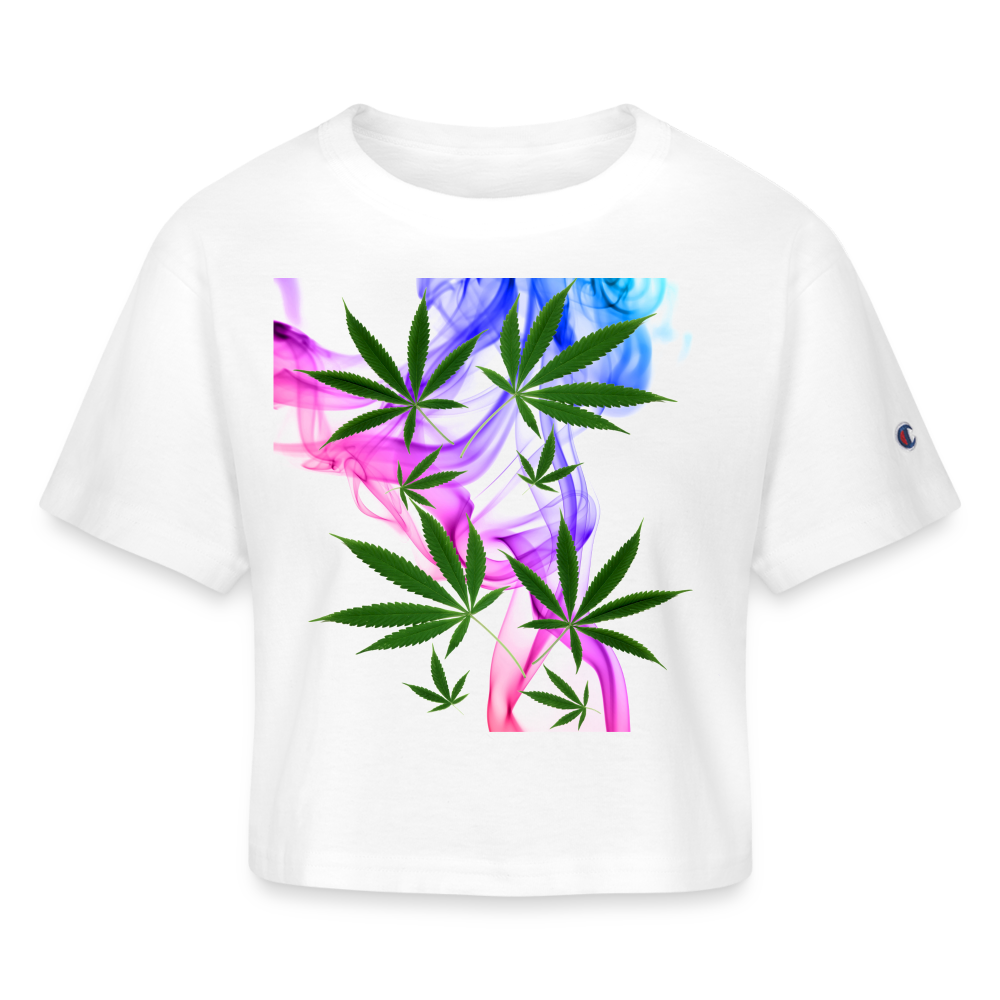 Smoking Pretty Cannabis Champion Women’s Cropped T-Shirt - white