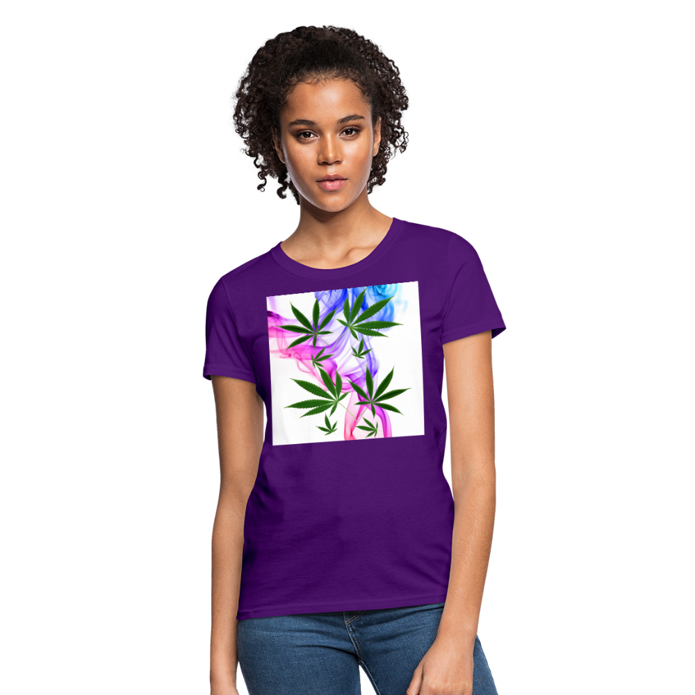 Smoking Pretty Cannabis Ladies Women's T-Shirt - purple