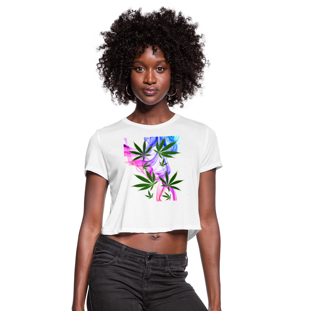 Smoking Pretty Cannabis Ladies Cropped T-Shirt - white