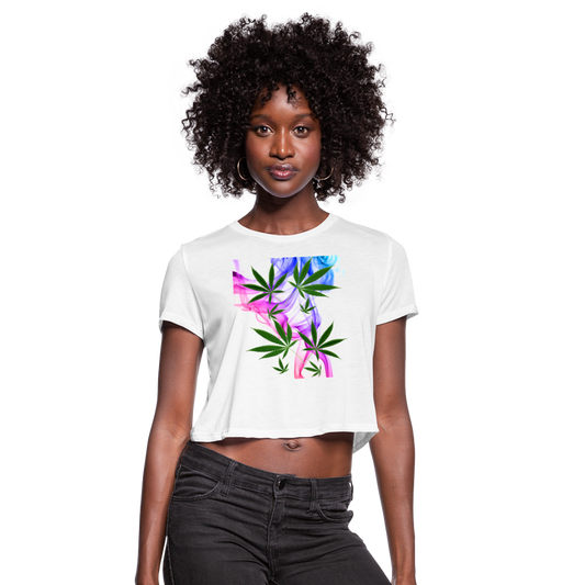 Smoking Pretty Cannabis Ladies Cropped T-Shirt - white