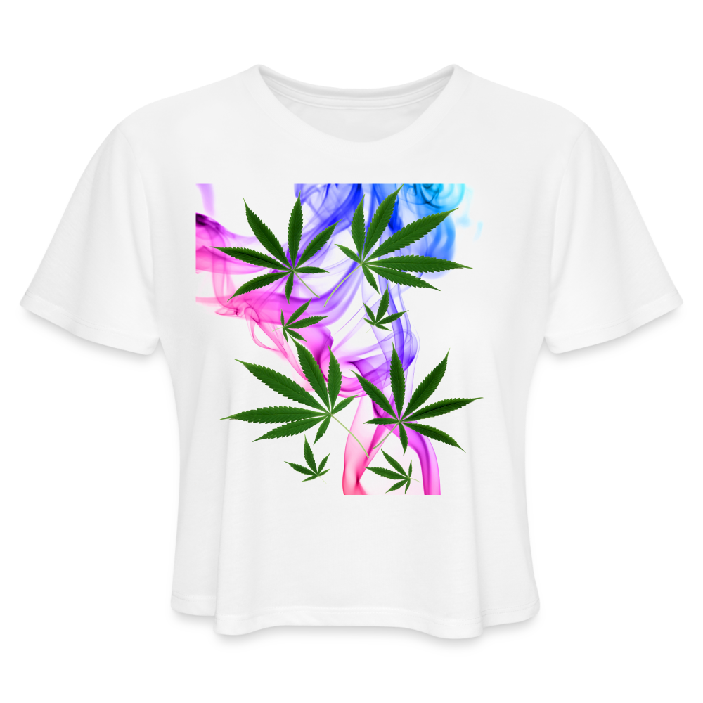 Smoking Pretty Cannabis Ladies Cropped T-Shirt - white