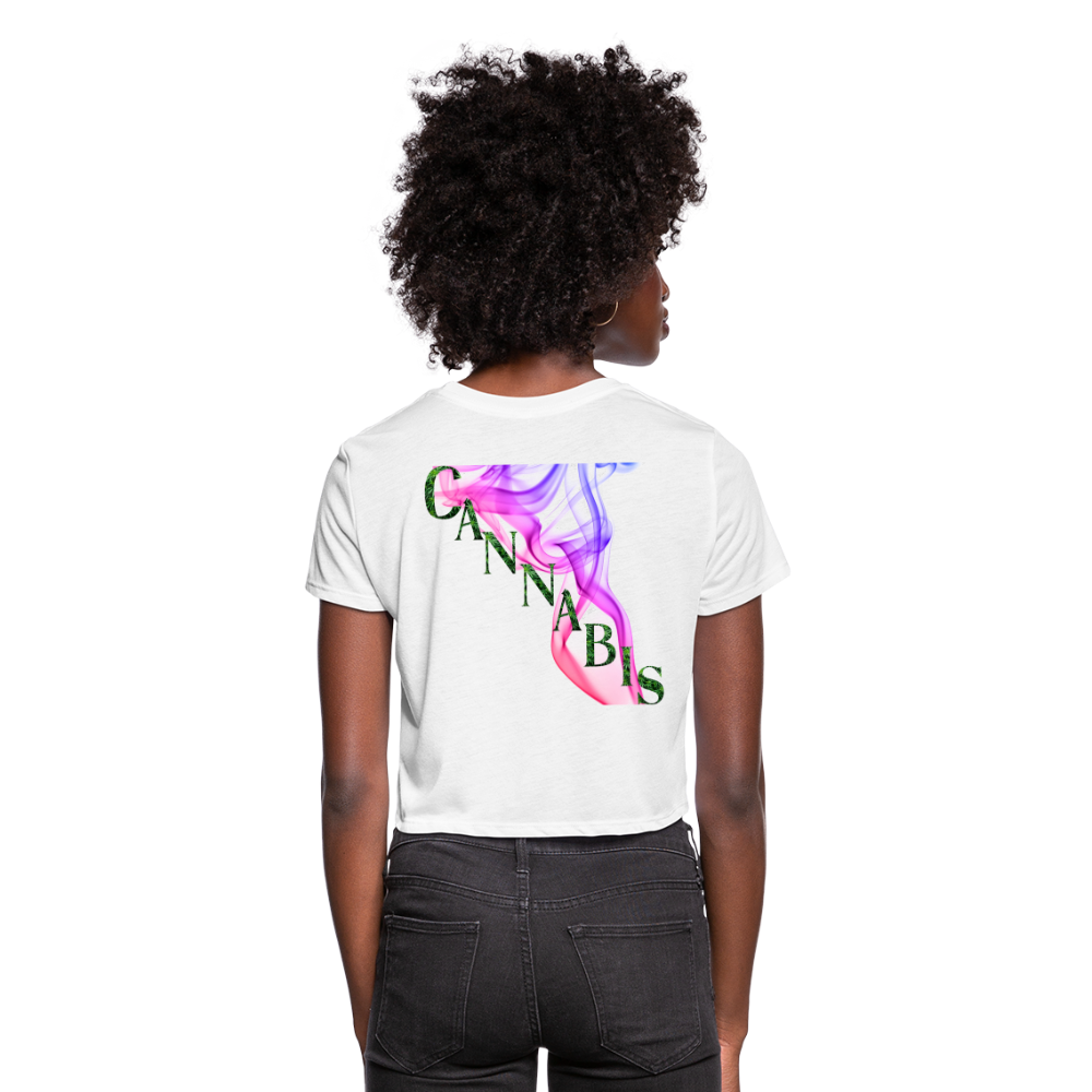 Smoking Pretty Cannabis Ladies Cropped T-Shirt - white