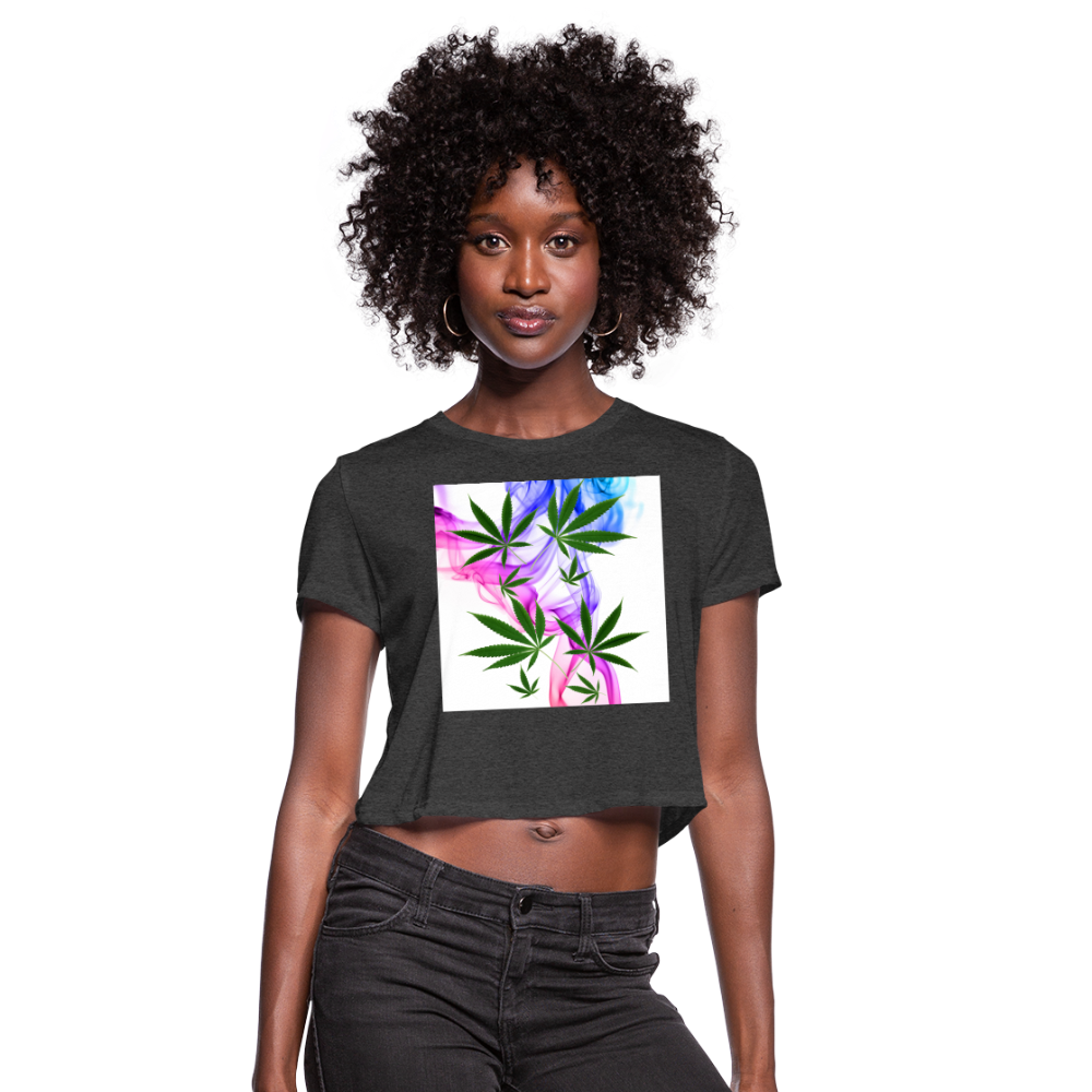 Smoking Pretty Cannabis Ladies Cropped T-Shirt - deep heather