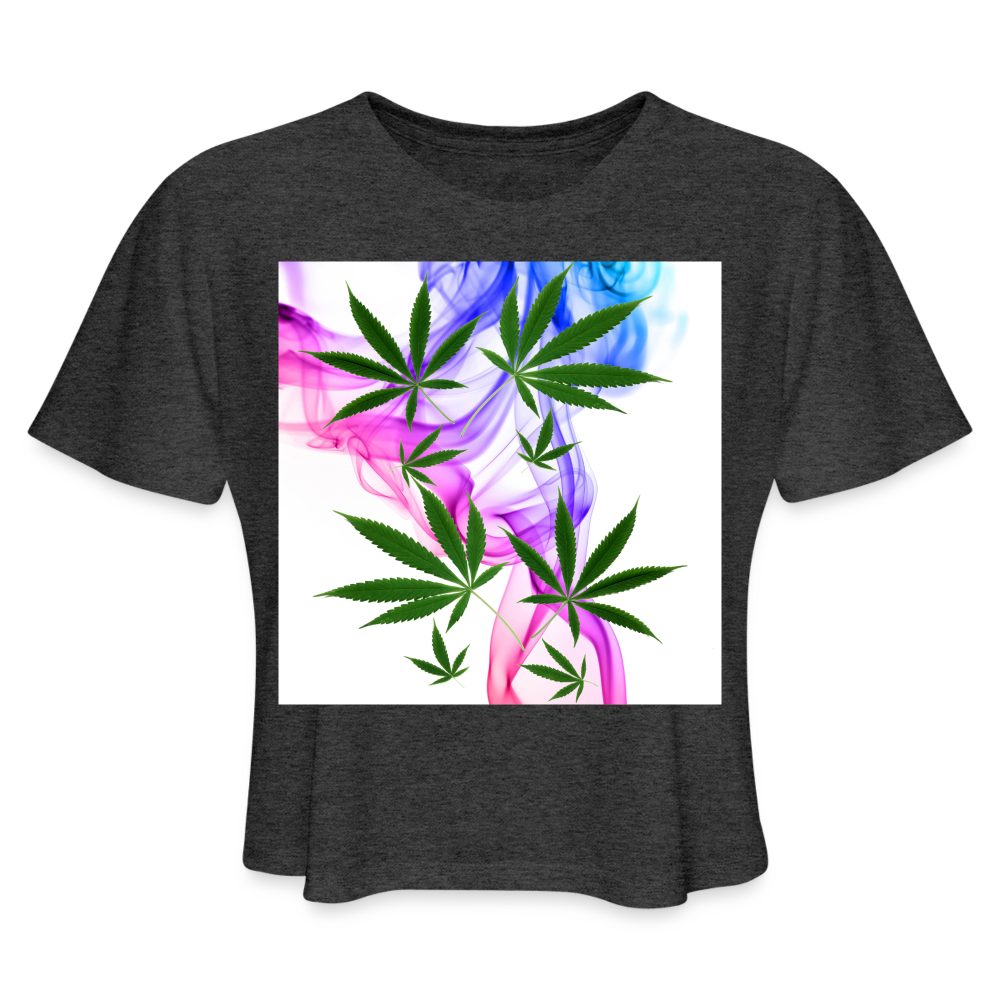 Smoking Pretty Cannabis Ladies Cropped T-Shirt - deep heather