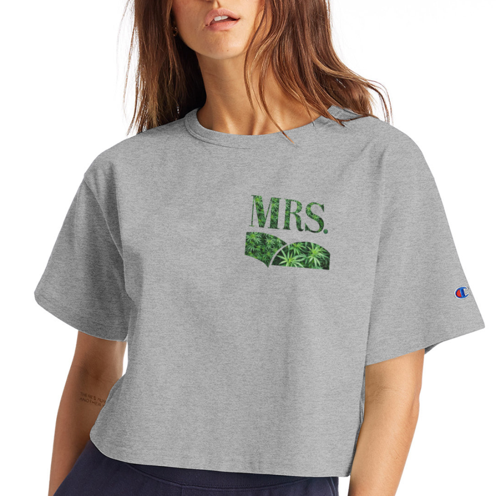 Mrs. Cannabis Champion Women’s Cropped T-Shirt - heather gray