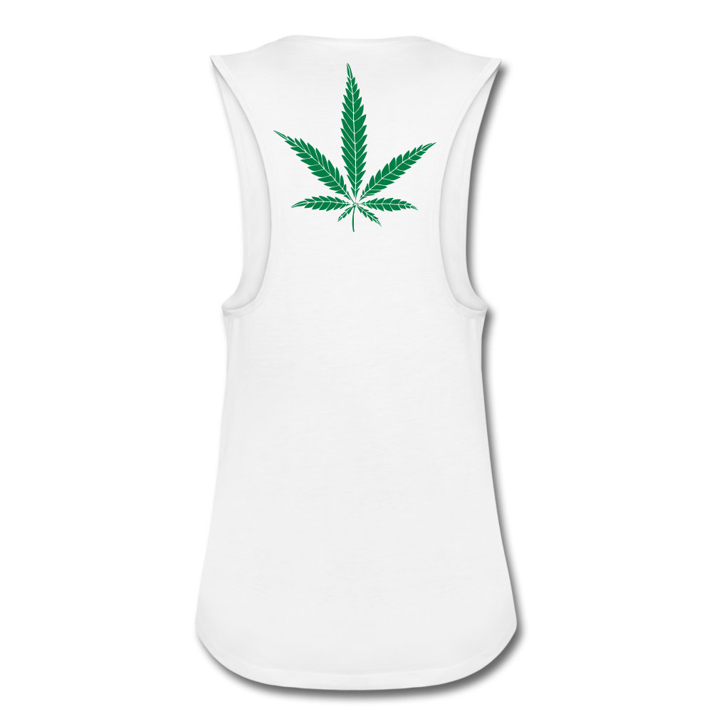 Mind Body Spirit Women’s Flowy Muscle Tank by Bella - white