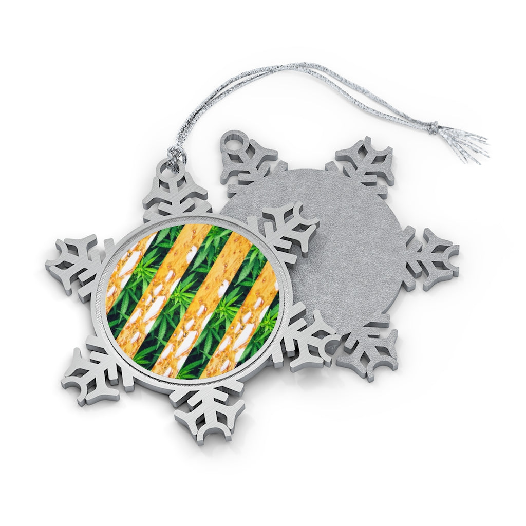 Cannabis Pewter Snowflake Ornament