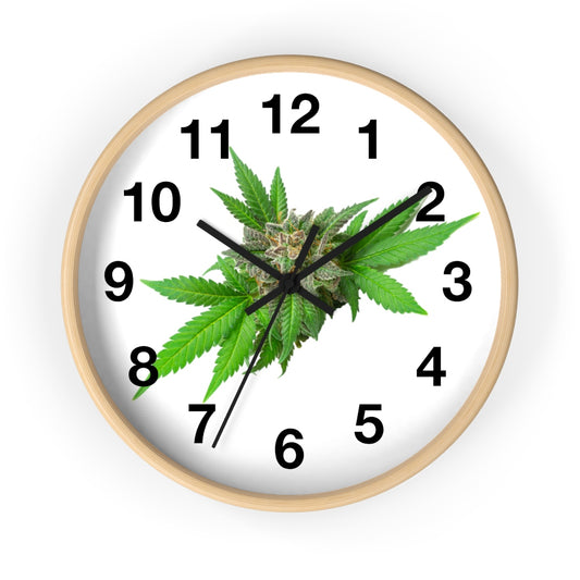 Semplicemente Cannabis Wall Clock- White