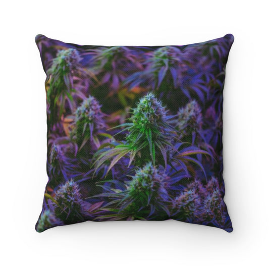 The Purple Cannabis Spun Polyester Square Pillow- Purple