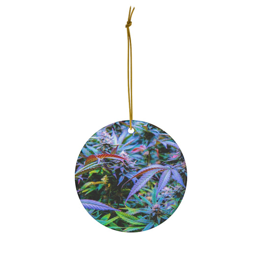 The Rainbow Cannabis Round Ceramic Ornaments