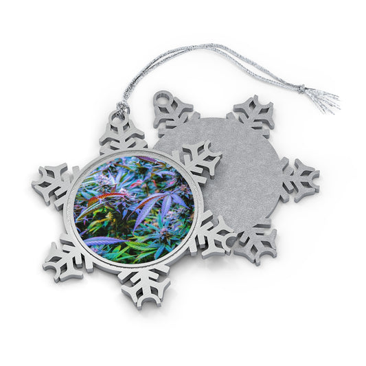 Cannabis Pewter Snowflake Ornament