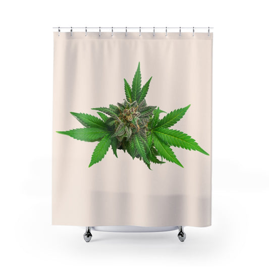 Semplicemente Cannabis Shower Curtain- Off White