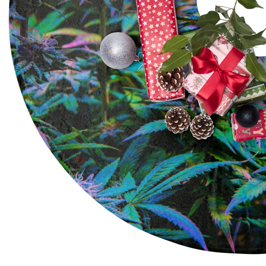The Rainbow Cannabis Christmas Tree Skirt