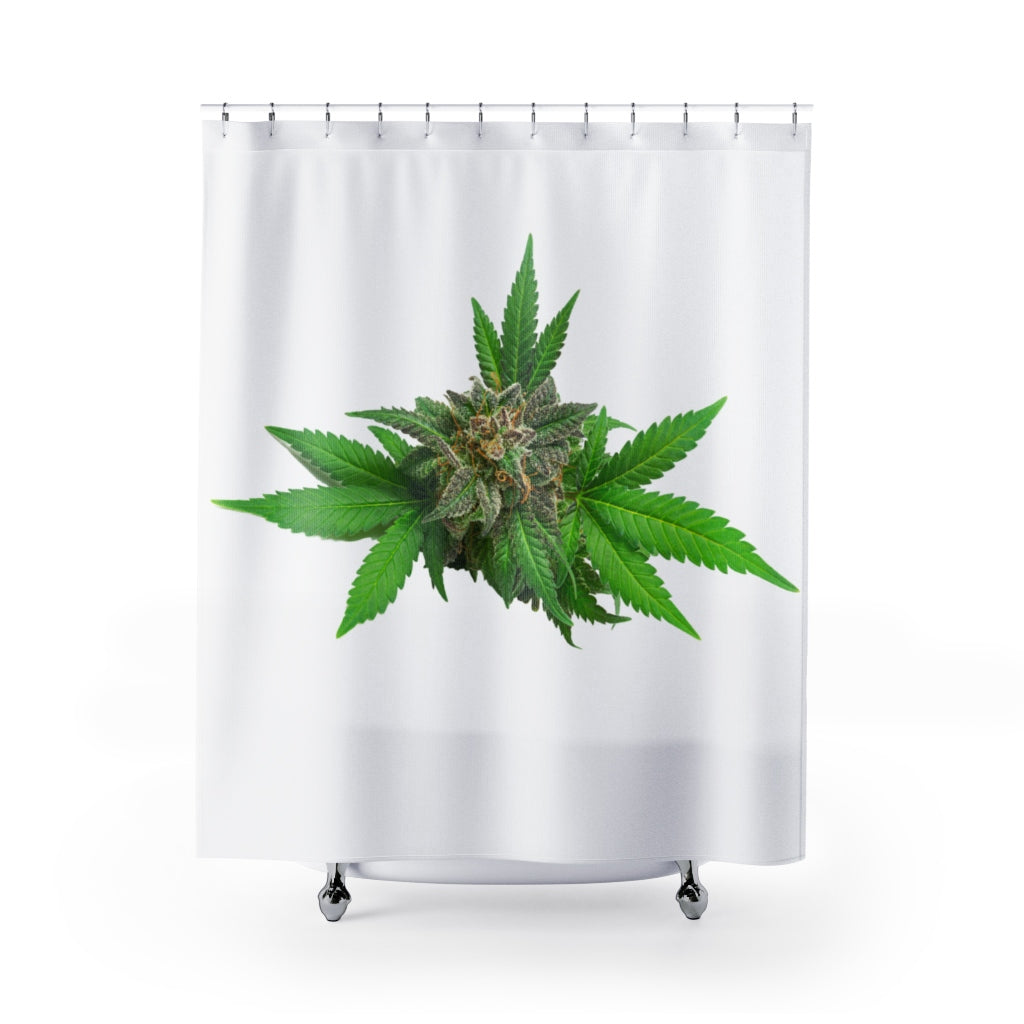 Semplicemente Cannabis Shower Curtain- White