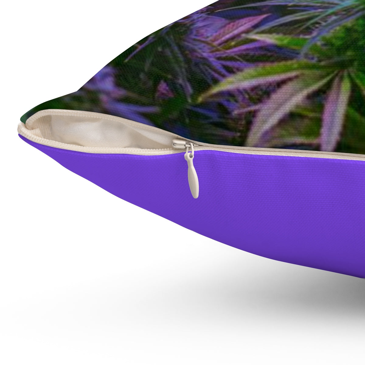 The Purple Cannabis Spun Polyester Square Pillow- Blue