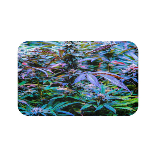 The Rainbow Cannabis Custom Designed Bath Mat.  A Unique Cannabis Gift For Friends & Family. Cannabis Decor For Your Home.
