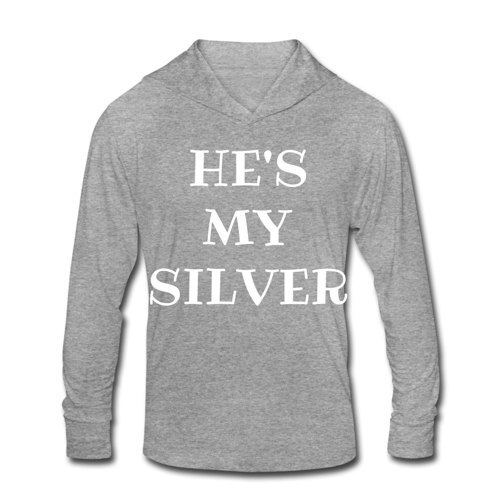 He's My Silver Tri-Blend Hoodie Shirt - heather gray