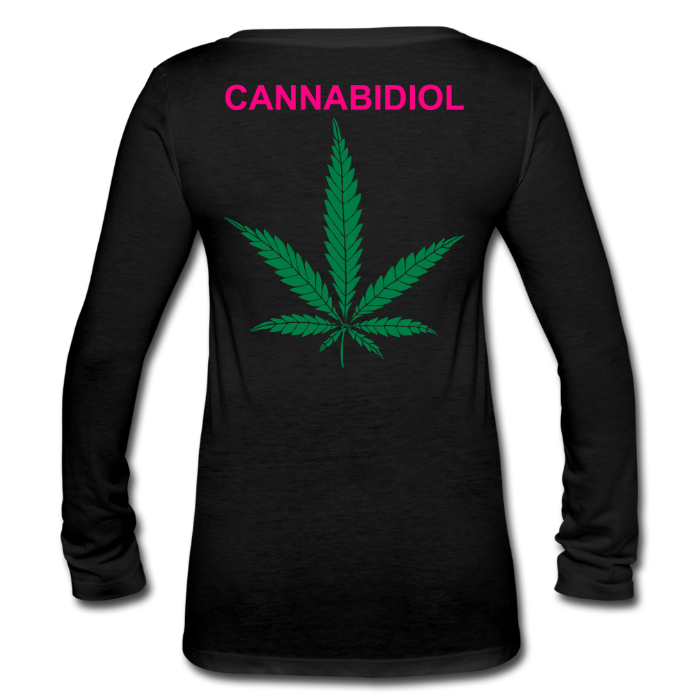 Anxiety Long Sleeve  V-Neck Flowy Tee - black