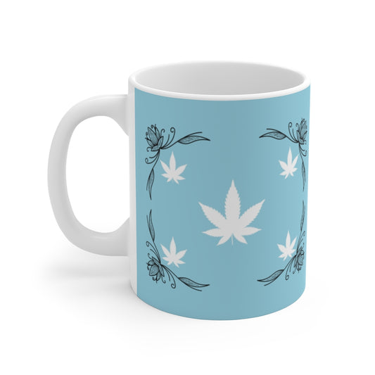 Bellissimo Blue Cannabis Ceramic Mug