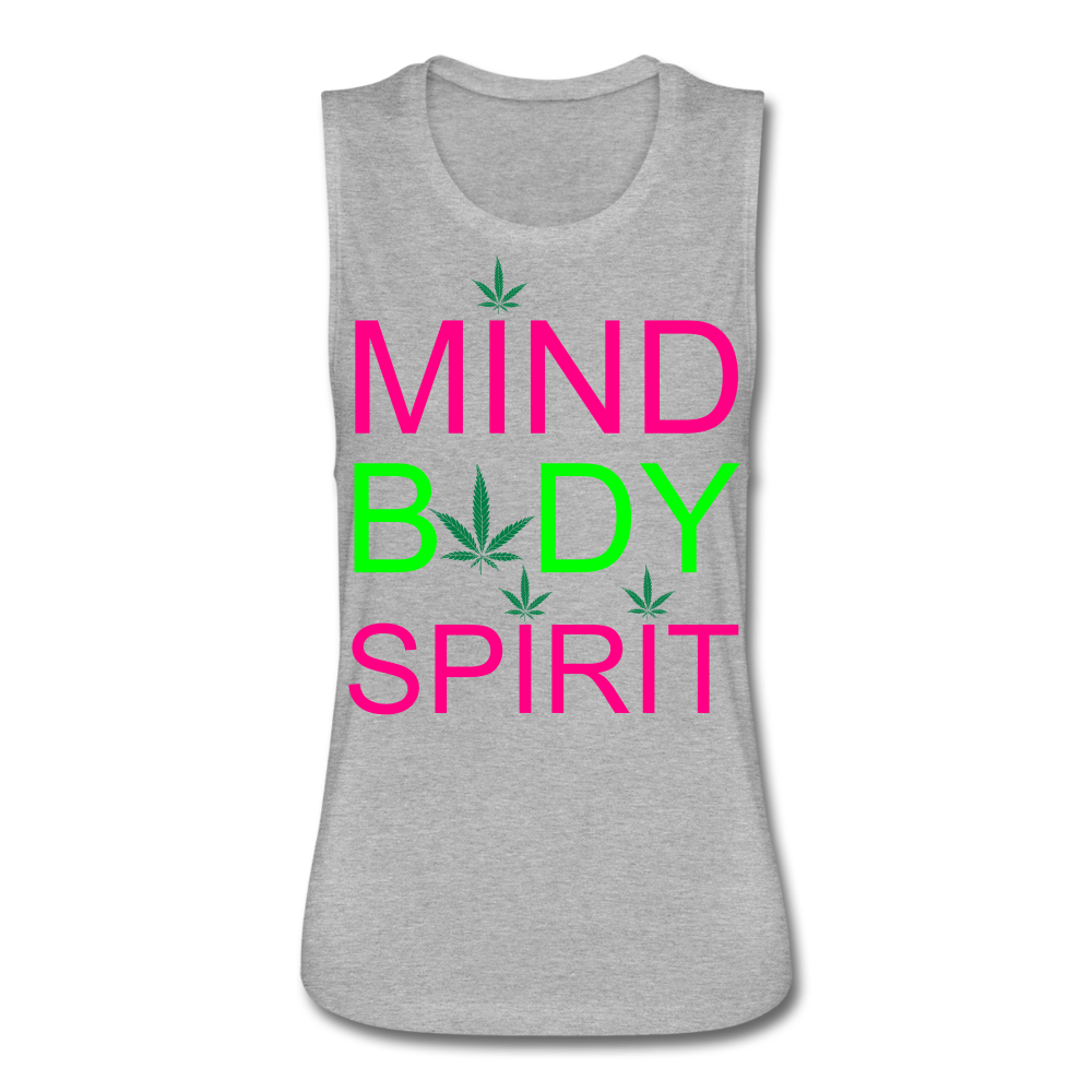 Mind Body Spirit Women’s Flowy Muscle Tank by Bella - heather gray