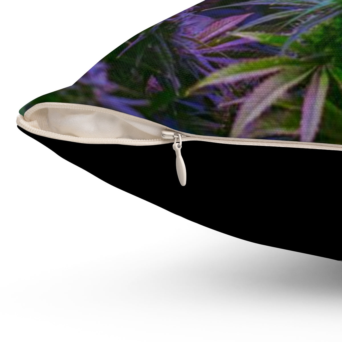 The Purple Cannabis- Black- Spun Polyester Square Pillow-Black
