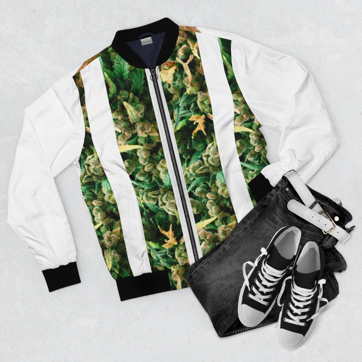 Verde Fioritura Cannabis Bomber Jacket