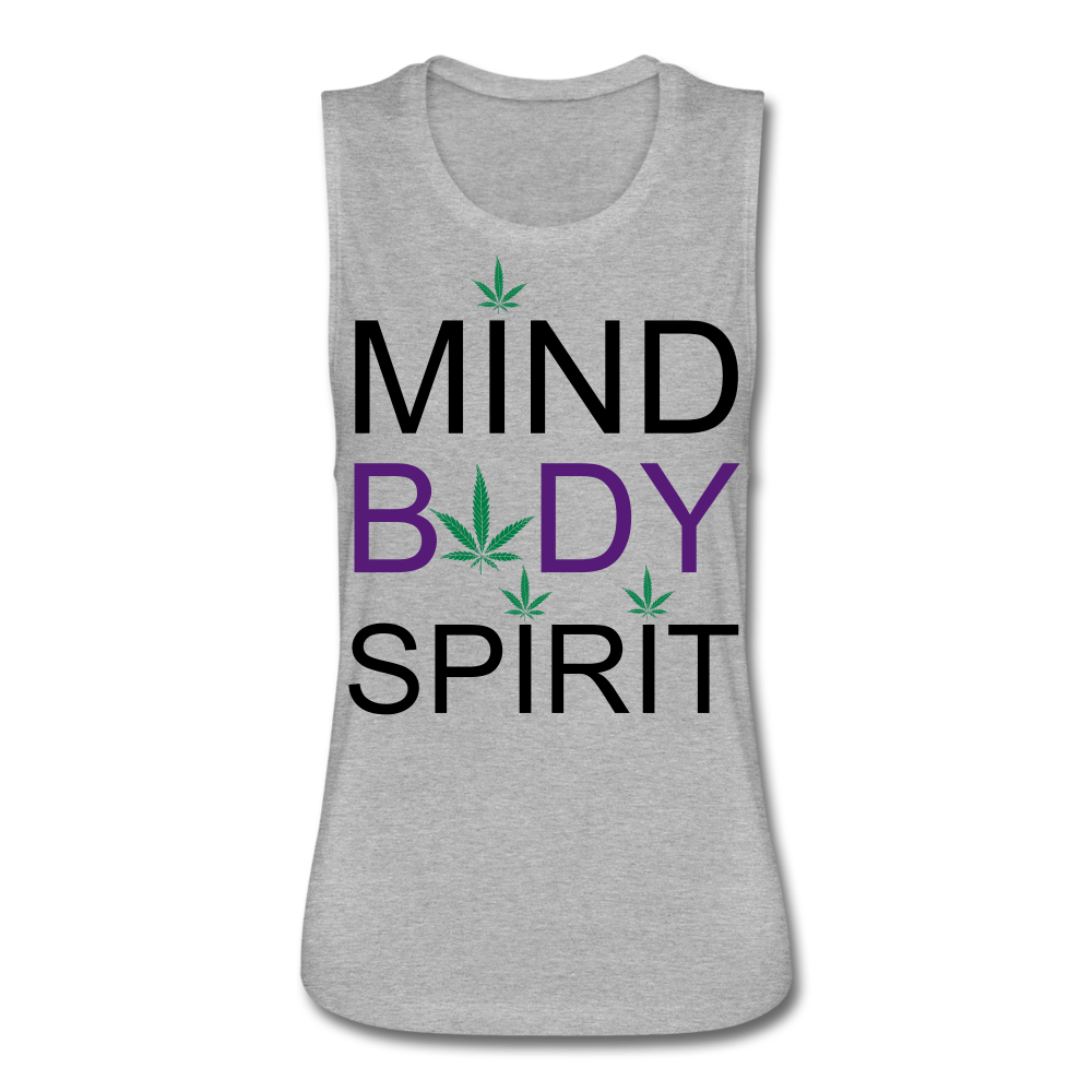 Mind Body Spirit Women’s Flowy Muscle Tank by Bella - heather gray