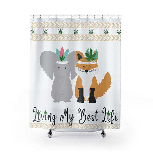 Living My Best Life Cannabis Shower Curtain