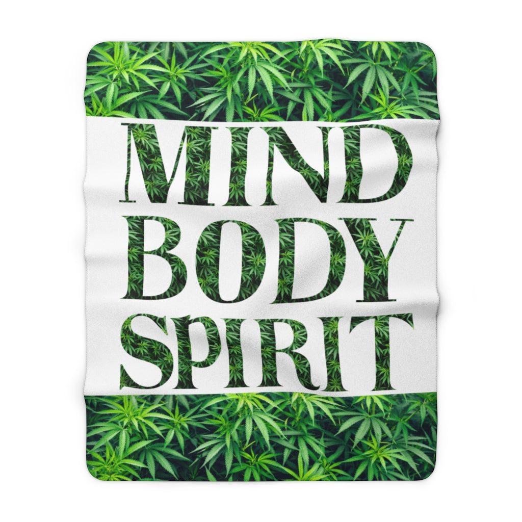 Mind Body Spirit Cannabis Sherpa Fleece Blanket