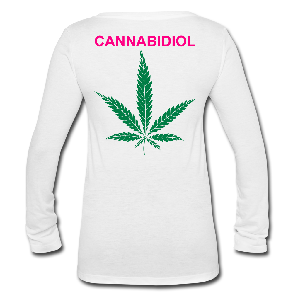 Anxiety Long Sleeve  V-Neck Flowy Tee - white