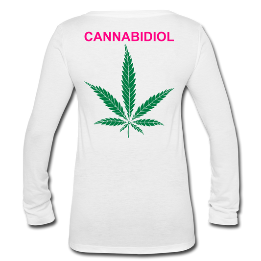 Anxiety Long Sleeve  V-Neck Flowy Tee - white
