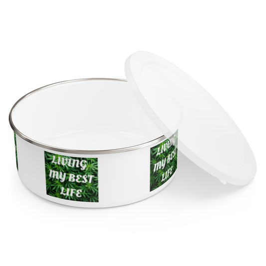 Living My Best Life Cannabis Enamel Bowl & Lid