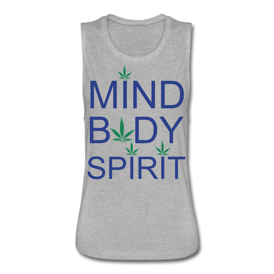 Mind Body Spirit Women’s Flowy Muscle Tank Top - heather gray