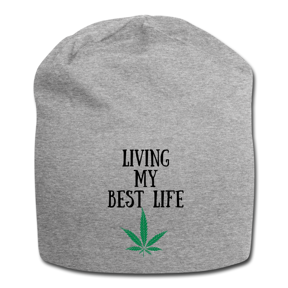 Living My Best Life Jersey Beanie - heather gray