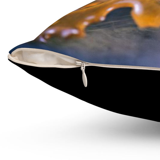 Cannabis Wax Spun Polyester Square Pillow-Black