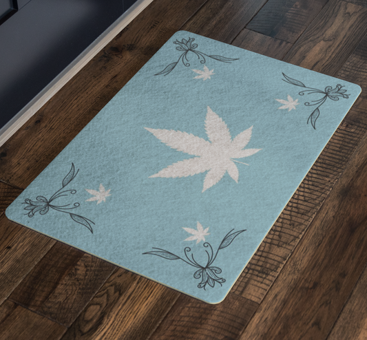 Bellissimo Blue Cannabis Door Mat