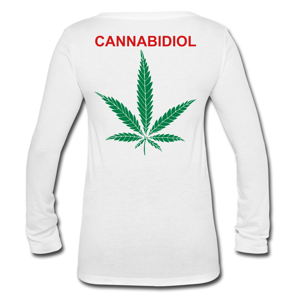 Anxiety Long Sleeve  V-Neck Flowy Tee - white