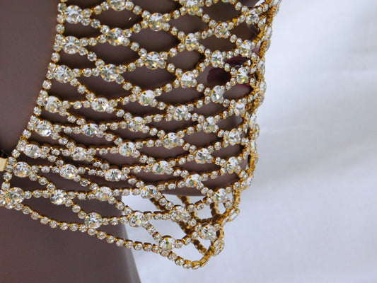 Gold Face Mask Cover- Rhinestones- Party Facemask