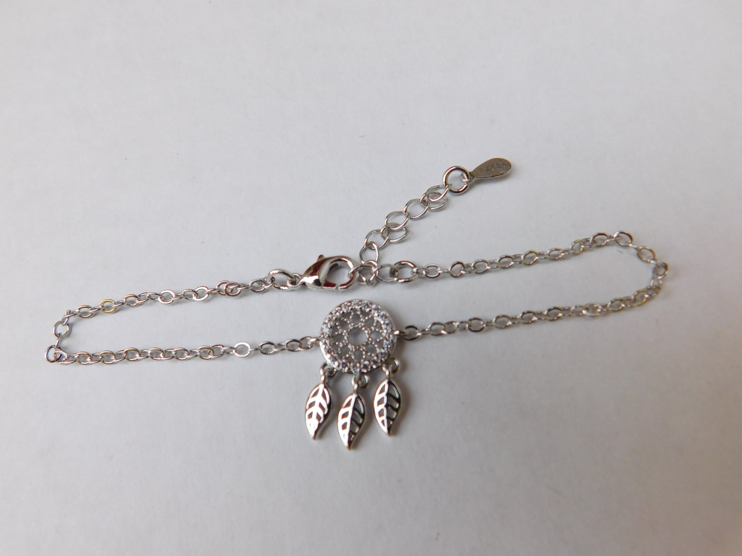 Zircon Dream Catcher Inspired Sterling Silver Chain Link Bracelet/Anklet- Next Day Shipping