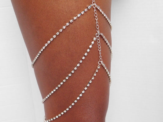 Silver Rhinestone Thigh Chain- U.S.A. Next Day Shipping